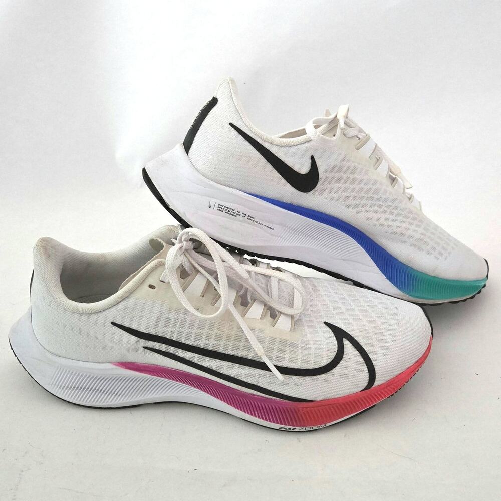 Nike Air Zoom Pegasus 37 Running Shoes Rainbow White Hyper Violet Men's 7.5